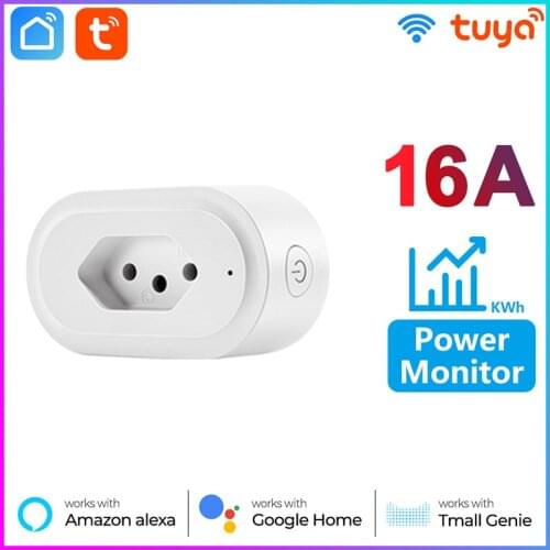 Smart Power Plug WiFi Brazil Intelligent Outlet With Energy Monitor Timing Tuya APP Remote Control Works With Alexa Google Home