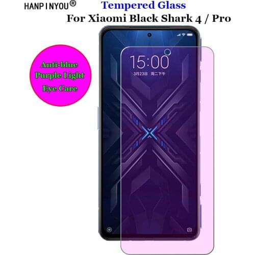 For Xiaomi Black Shark 4 / Pro 6.67" Anti blue Purple Light Ray Eye Care Tempered Glass 9H 2.5D Premium Screen Protector Film