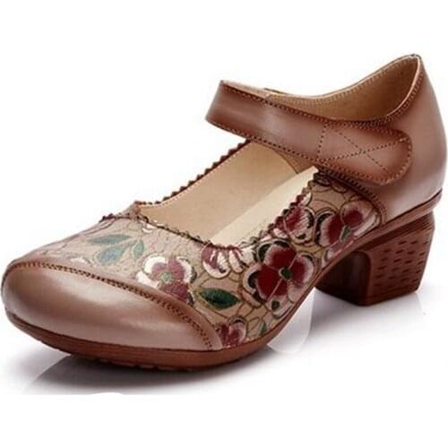 Promotion 2021 New Autumn Spell Colors Printing Cowhide Shoes Women High Heeled Shoes Non-slip Comfort Fashion Elegance Shoes