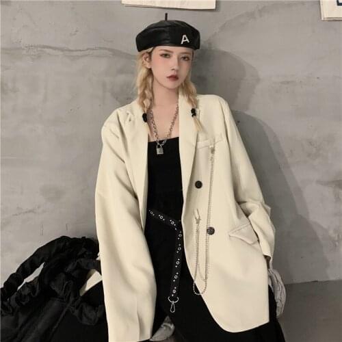 Ladies solid color lapel blazer new fashion jacket ladies chic coat Spring and autumn models are simple and fashionable