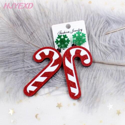 1pair)60mm Acrylic Candy Dangle Earrings Green Glitter Snowflakes Christmas Earrings Eco-friendly Laser cut 2.4in-HP029