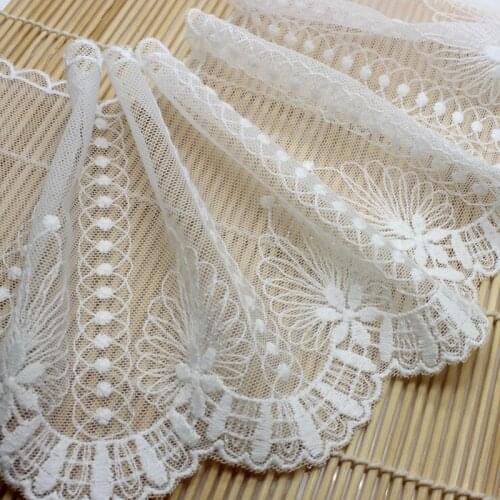 10 yards/Lot Handmade DIY Clothing Accessories Off White or Beige Embroidery Lace Fabric Curtains Sofa Lace Trim 13cm wide