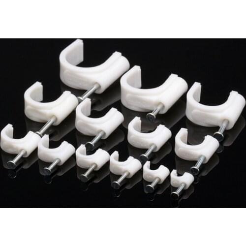 100pcs/lot Steel nail cable clips 5/6/8/9/10/12/14/22/25mm wall electric wire fixed clip mount cable puller finisher wire clamp