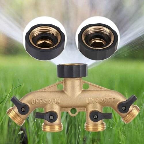 16 x 8 cm 3/4 Inch Brass 4 Way Hose Pipe Splitter Nozzle Switcher Tap Connector For Garden Irrigation