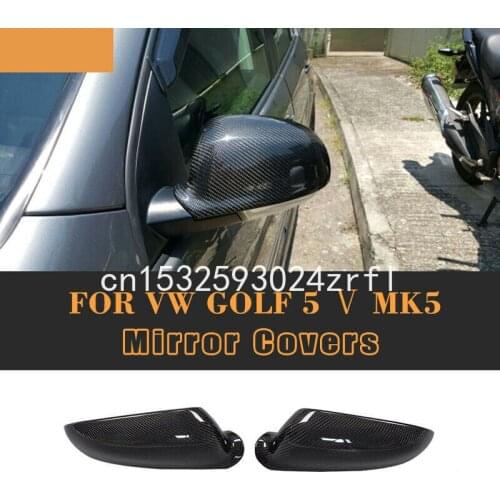2pcs Carbon Fiber Side Door Wing Mirror Replacment Cap Cover Fit For VOLKSWAGEN Golf 5 MK5 2006-09