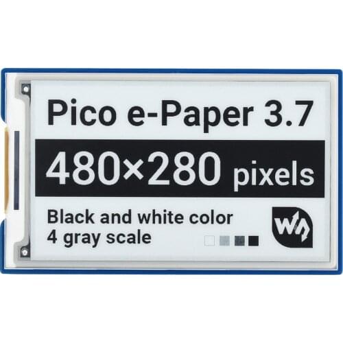 3.7inch E-Paper E-Ink Display Module ,for Raspberry Pi Pico, 480×280, Blac /White, SPI,Low Power, Paper-Like Effect