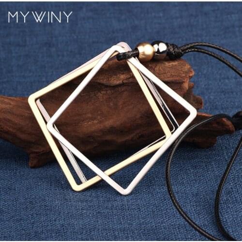 3pcs of square vintage metal pendants ,fashion vintage handmade metal leather rope necklace