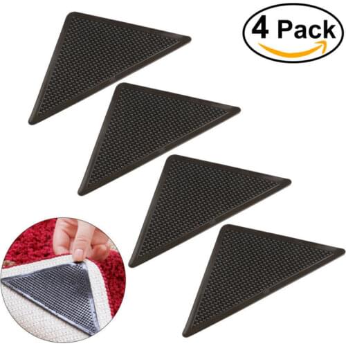 4pcs/Set Reusable Washable Non-Slip Rug Carpet Mat Grippers Silicone Grip For Home Bath Bedroom Living Room Anti-skid Corner Pad