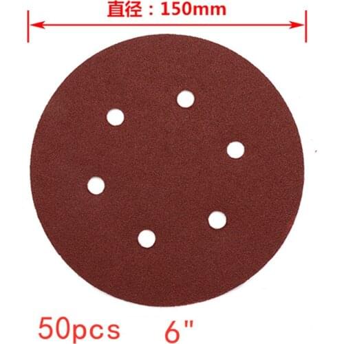 The 50pcs 6" 150mm Sandpaper Aluminium Oxide Wood Sanding Paper Abrasive Disc Hook & Loop Grit 60 80 120 180 240 Tools Accessori