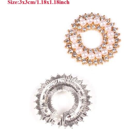 50pcs Pearl Rhinestone Applique Button Strass Charms Crystal Hairpin Wedding Brides Hair Decor Invitation Brooch Phone Ornament