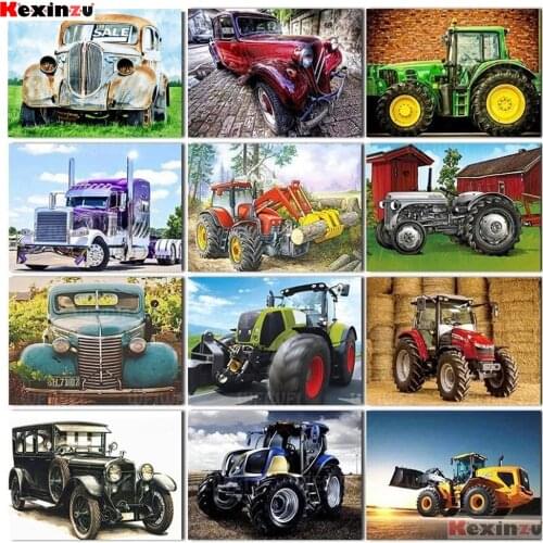 5D Diamond Painting Tractor Car Diamond Painting Kit for Adults Cross Stitch Diamond Mosaic Embroidery Full Drill for Decoration