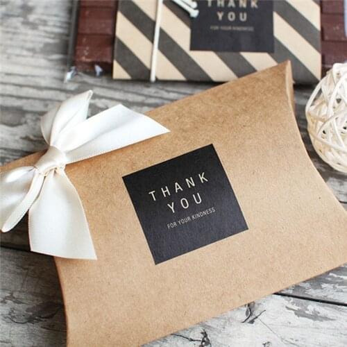 60pcs Square Black Thank you Seal sticker Craft paper Sealing sticker DIY Gifts posted/Baking Decoration label For Party