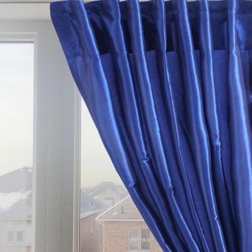 Free Shipping Fashion/High Quality 100% Polyester Faux Silk Blue Color Window Curtain Home Decoration