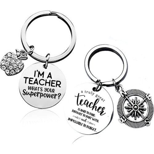 Teacher Keychains A Truly Great Teacher Is Hard To Find Pendant Keyring Jewelry for Teachers Day Gift