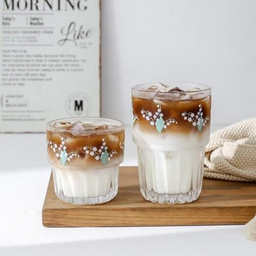 258ml 330ml Ins Student Korean Style Bell Orchid Cup Ice Coffee Cup Fresh Girl Cola Tea Milk Cup Transparent Drinking Glasses