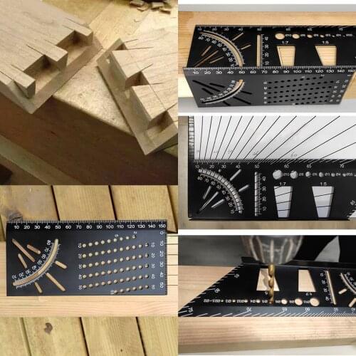 Woodworking Ruler Dovetail Marking Template Marker Line Vertical Angle Calibration Practical Measuring Tools