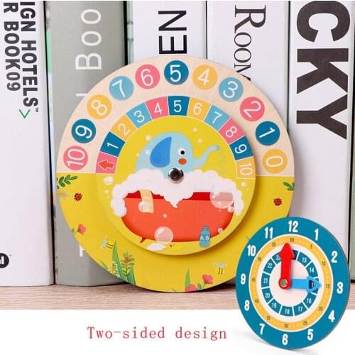 Children Montessori Wooden Clock Toys Hour Minute Second Cognition Clocks with math Toys for Kids Early Preschool Teaching Aids