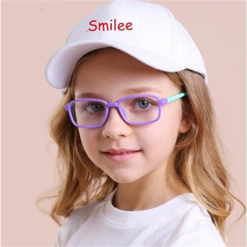 Anti blue light glasses for kids Cute Purple Glasses Frame Clear Lens Girl Boy blue filter glasses Children Square goggles UV400