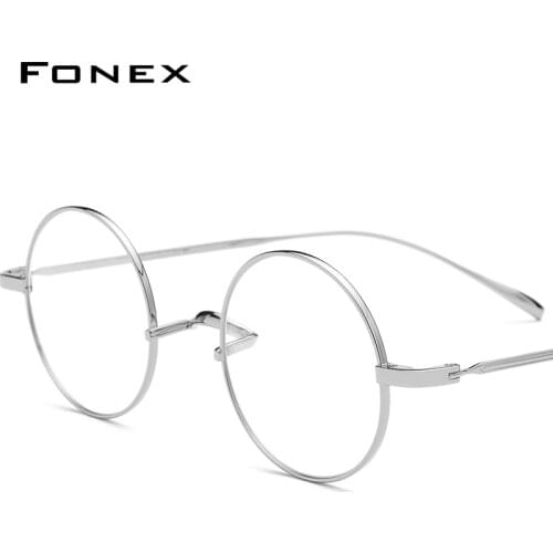 FONEX Titanium Eyeglasses Frame Men Ultralight Retro Women Round Myopia Optical Prescription Glasses Vintage Eyewear 9120