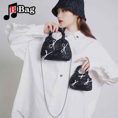 Harajuku dark Women shoulder bag Bowknot Mini Mobile Phone bag female handbag messenger bag Butterfly metal chain Satchel