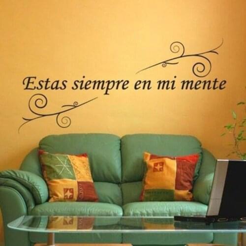 Spain Vinyl wall quotes Estas siempre en mi mente spanish vinyl wall decal quote decoration sticker,spa3003