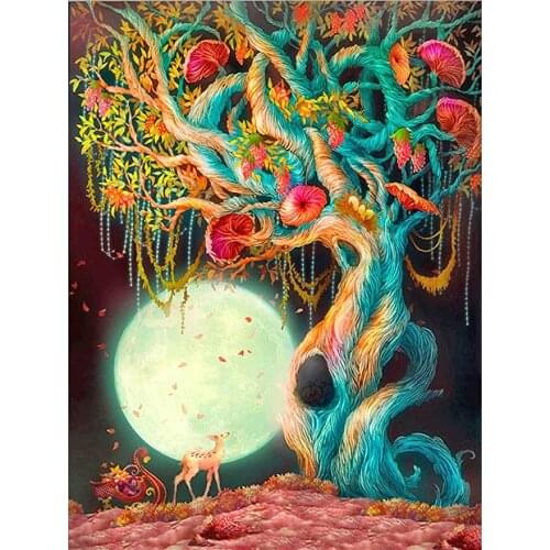 Full Square/Round Drill Big tree moon Diamond Painting 5D Daimond Embroidery Painting Cross Stitch Kit Rhinestone chrismas gift