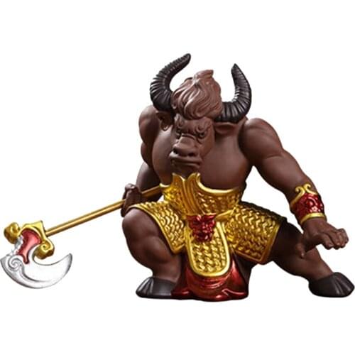 Ceramic Bull Ornaments Purple Clay Lucky Bull Fighting Bull Home Decorations Office Desktop Decoration Crafts Animal Statue