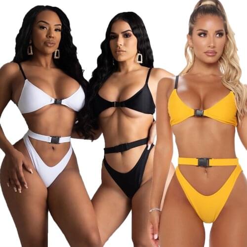 2021 Summer Hot Hollow Out Bikini Sets Sexy Novelty Open Beach Young Solid Sleeveless Group Short Pants Slim Women 2 Piece Set