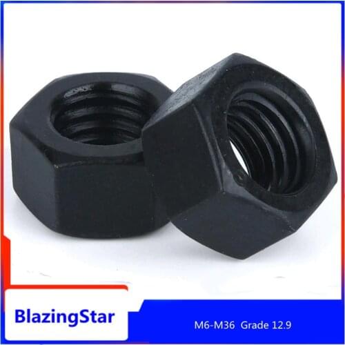 M6 - M36 Grade 12.9 strength hexagon nut blackened screw cap hexagon nut