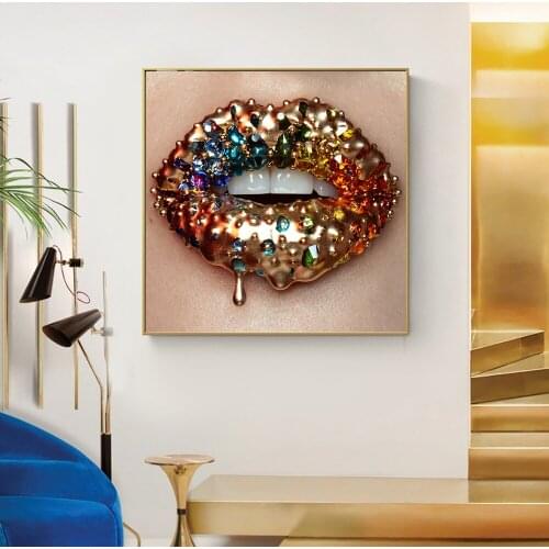 Makeup Sexy Lip Painting on Canvas Posters and Prints Abstract Wall Art Pictures For Living Room Cuadros Decor