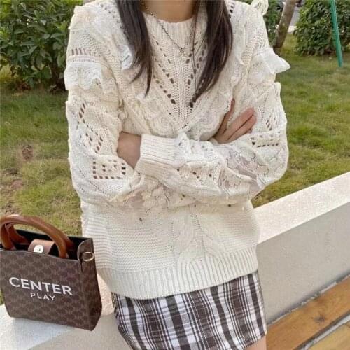 Sweet Simple Solid Twist Knitted Sweater Ruffles All-match Basic Winter Sweater 2021 New Thicken Womens Oufit 2021 New Arrivals