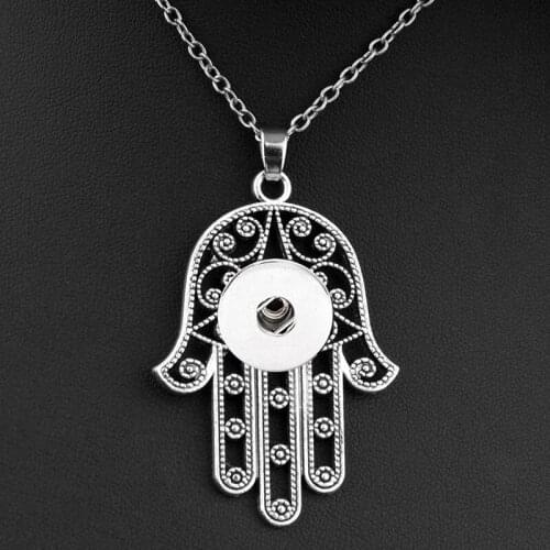 ML302 sister MOM GIRLS Fatima Hamsa 12mm 18mm snap button necklaces & pendants DIY Jewelry