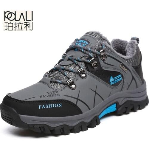 2019 Man Shoes Outdoor Winter Warm Walking Casual Shoes Male Breathable Lace Up Mans Footwear With Fur High Quality Plus Size