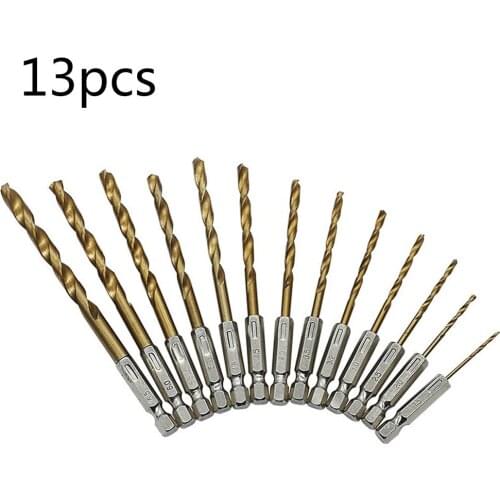 13/50/99pcs Multi Diameter 1.5mm-6.5mm Hexagonal Drill Bit Set Titanium-plated Twist Drill Bit Cordless Screwdriver