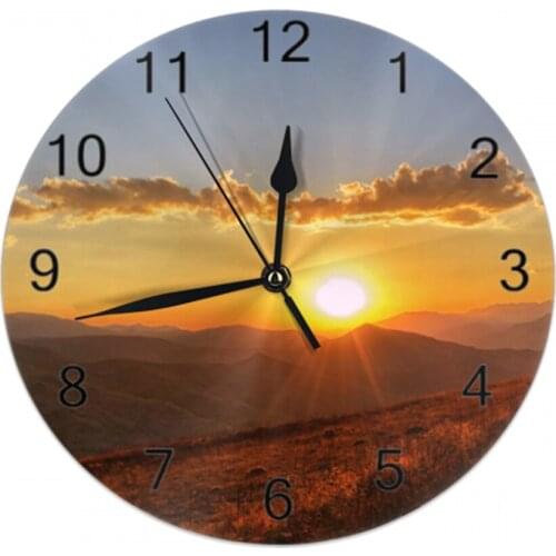 10inch Wall-Clock Scenery Decorative Numeral Digital Dial Mute No Ticking Sound Battery Operated Clocks for Home Living Room