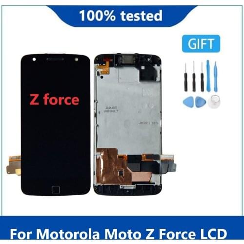 Original For Motorola Moto Z Force Droid XT1650-02 AMOLED LCD Display Touch Screen Digitizer Frame Replacement With Shadow
