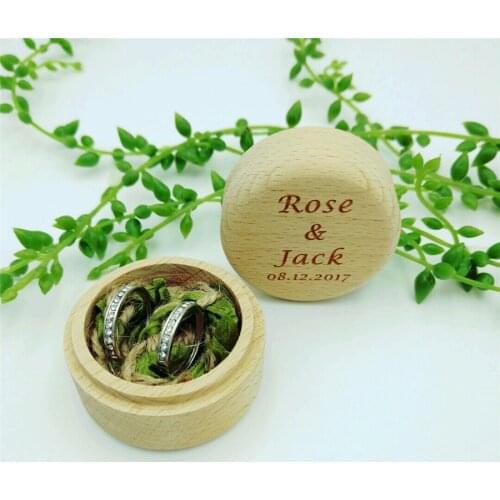 Personalized Rustic Wedding Wooden Engagement Ring Box Holder Custom Your Names and Date Wedding Proposal Ring Bearer Box Gift