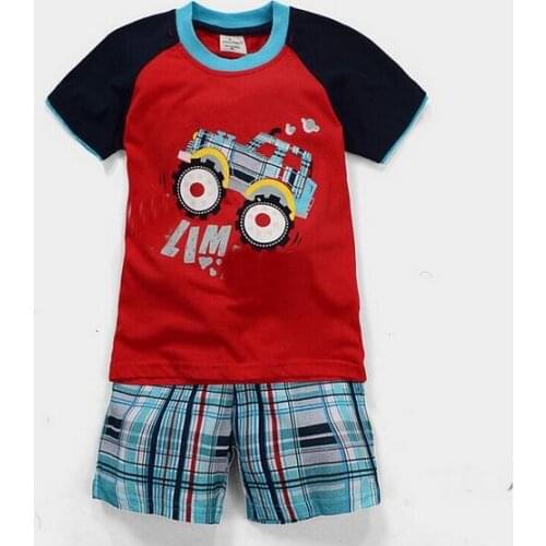 Children Pajamas Excavator Car Pyjamas Set Kids Pijama Infantil Boys Nightwear Cotton Girls Summer Short Sleeve Sleepwear Suit