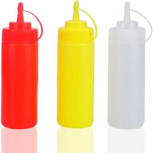 Kitchen Dining Bar Tableware Candy Color PE Plastic Tomato Chocolate Jam Bottles Gravy Boats Sauce Condiment Bottle