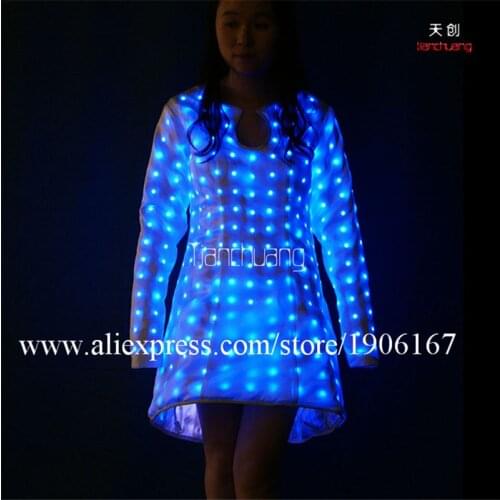 Fullcolor LED Light Up Stage Performance Skirt LED Colorful Lighting Party Dress Led Luminous Stage Grand Event Clothes Wears