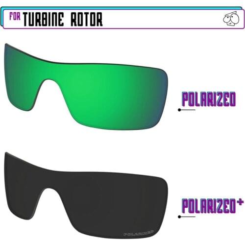 EZReplace Polarized Replacement Lenses for - Oakley Turbine Rotor Sunglasses - Black P Plus-Green P