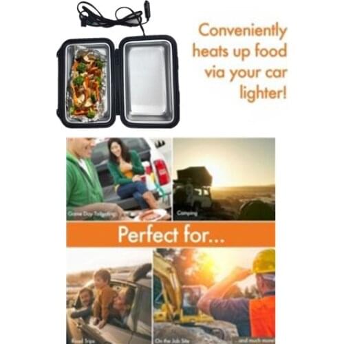 Trailer Stove Oven 12V Car Microwave Lunch Box Portable Kit Camping Meals Plug Aluminum interior+deep lid +heavty duty outer