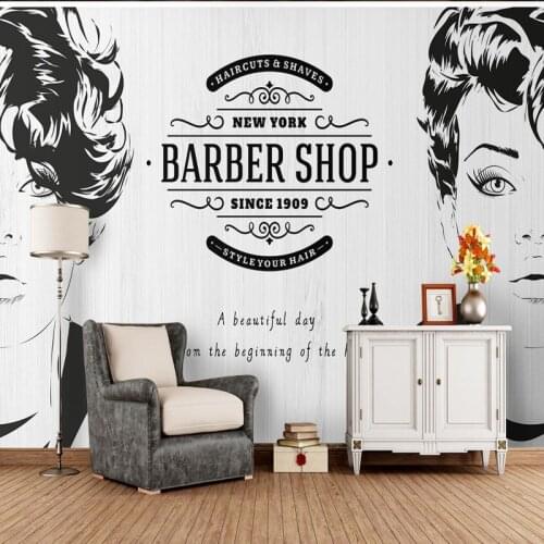 Drop Shipping Custom Photo Wallpaper Beauty Salon Hand Painted Decoration Background Wallpaper Barber Shop High Quality Mural