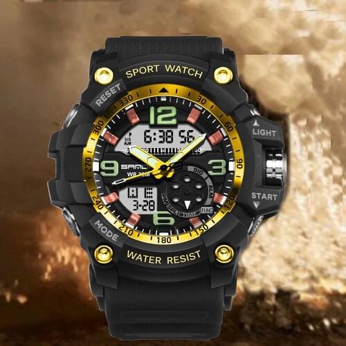 SANDA New Men Sports Watches Big Dial Sport Watches For Men Luxury Brand LED Digital Military Waterproof Wrist Watches SD-759