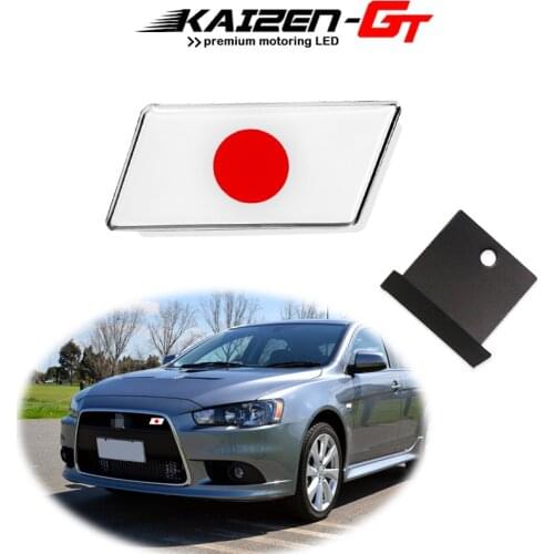Universal JDM Japan Flag Style Emblem Badge Aluminum Plate Sticker with Mounting Hardware Kit For Car Front Grille Decor Decal