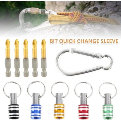 Universal Key Chain Screwdriver Bit Socket Keychain Extension Holder Bit Set Quick-Release Portable Travel Camping Screwdriver
