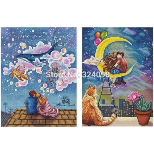 Lovers Patterns Counted Cross Stitch 11CT 14CT 18CT DIY wholesale Chinese Cross Stitch Kits Embroidery Needlework Set home decor