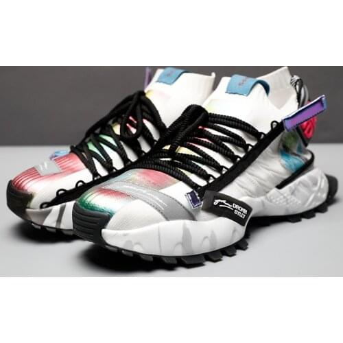 High Top Running Shoes Fashion Sneakers Men Knit Upper Breathable Sports Shoes Man Casual Street Shoes Chunky Sneakers Trainers