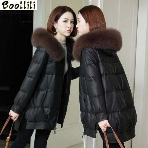 Boollili Real Leather Jacket Women Clothes 2020 Duck Down Sheepskin Coat Fox Fur Collar Winter Jacket Women Down Coat