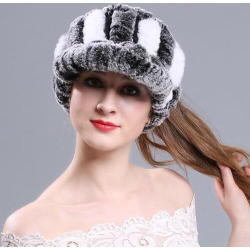 Rex Rabbit Hair Visor Hat Womens Leisure Warm Thickened Cap Ladies Youth Empty Top Fashionable Casual Soft Knitted Caps H7037
